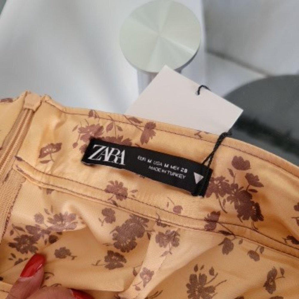 NWT Zara Bohemian Satin Silky Floral Print Slip Midi Skirt Women's Size M - Picture 7 of 8